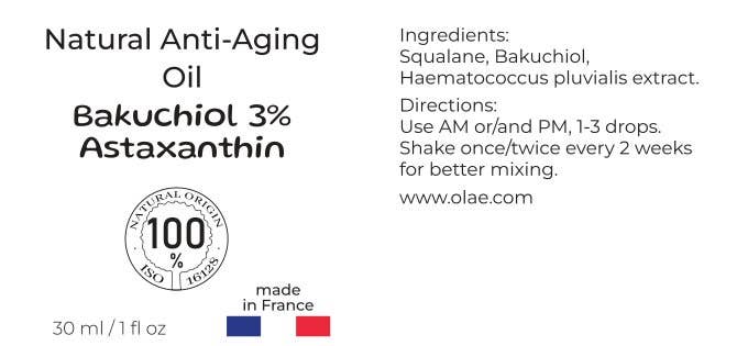 Anti-Aging oil 3% Bakuchiol-Squalane +  Astaxanthin